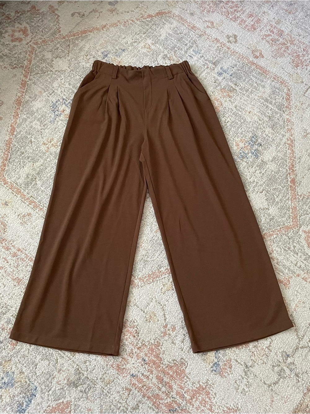 HALARA Wide-Leg High-Waist Pants in Chocolate Brown